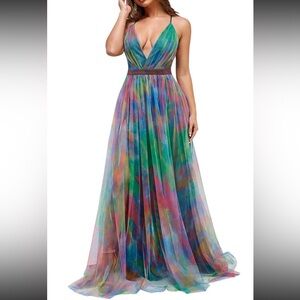 NWT Formal Tie Dye Maxi Dress
